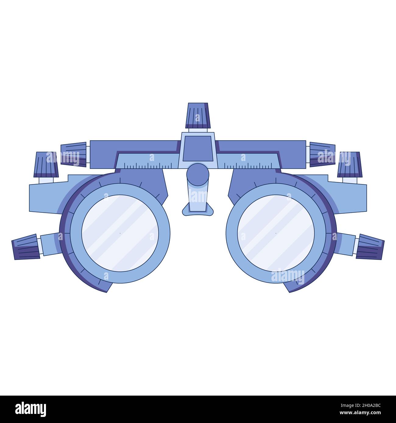 Icône optométriste dans un style plat, cadre de test oculaire, test de vision, dioptrique avec échelle de mesure, icône isolée sur fond blanc. Illustration de Vecteur