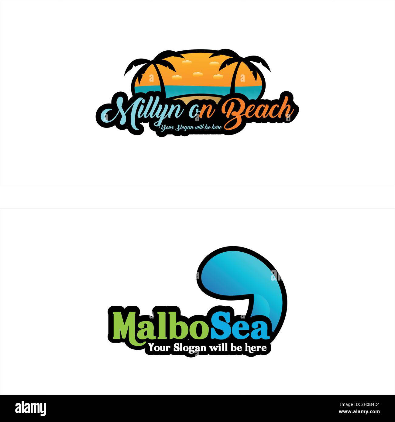 Design moderne du logo Sea Beach Travel Illustration de Vecteur