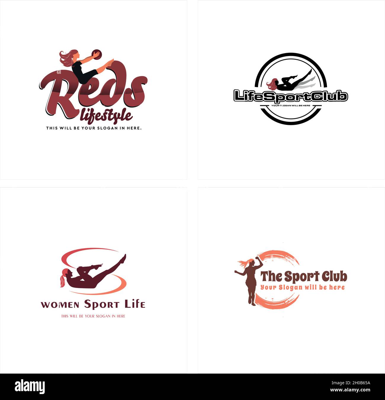 Design moderne du logo du club de sport pour femmes Illustration de Vecteur