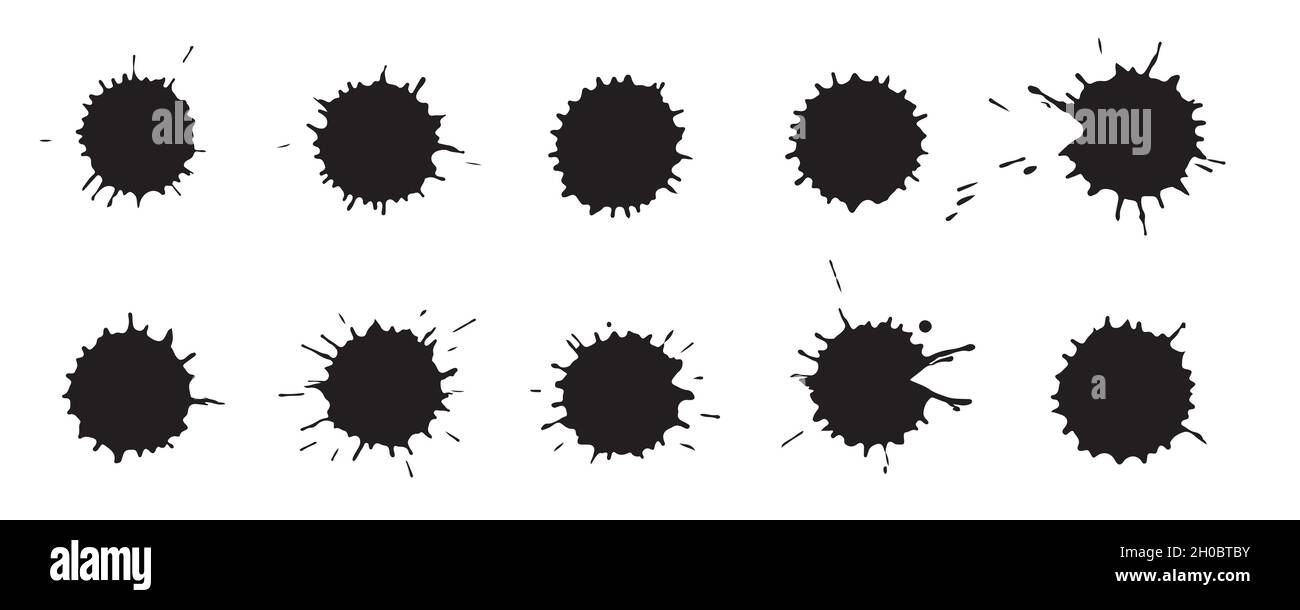 Ensemble de taches de peinture de silhouette, taches de taches d'éclaboussures, illustration vectorielle Illustration de Vecteur