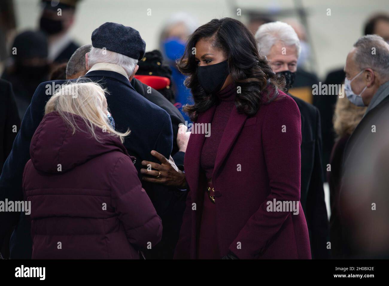 L'ancienne première dame Michelle Obama assiste à la 59e cérémonie d'investiture présidentielle à Washington, le 20 janvier 2021.Le président Joe Biden et le vice-président Kamala Harris ont prêté serment sur le front ouest du Capitole des États-Unis. Banque D'Images