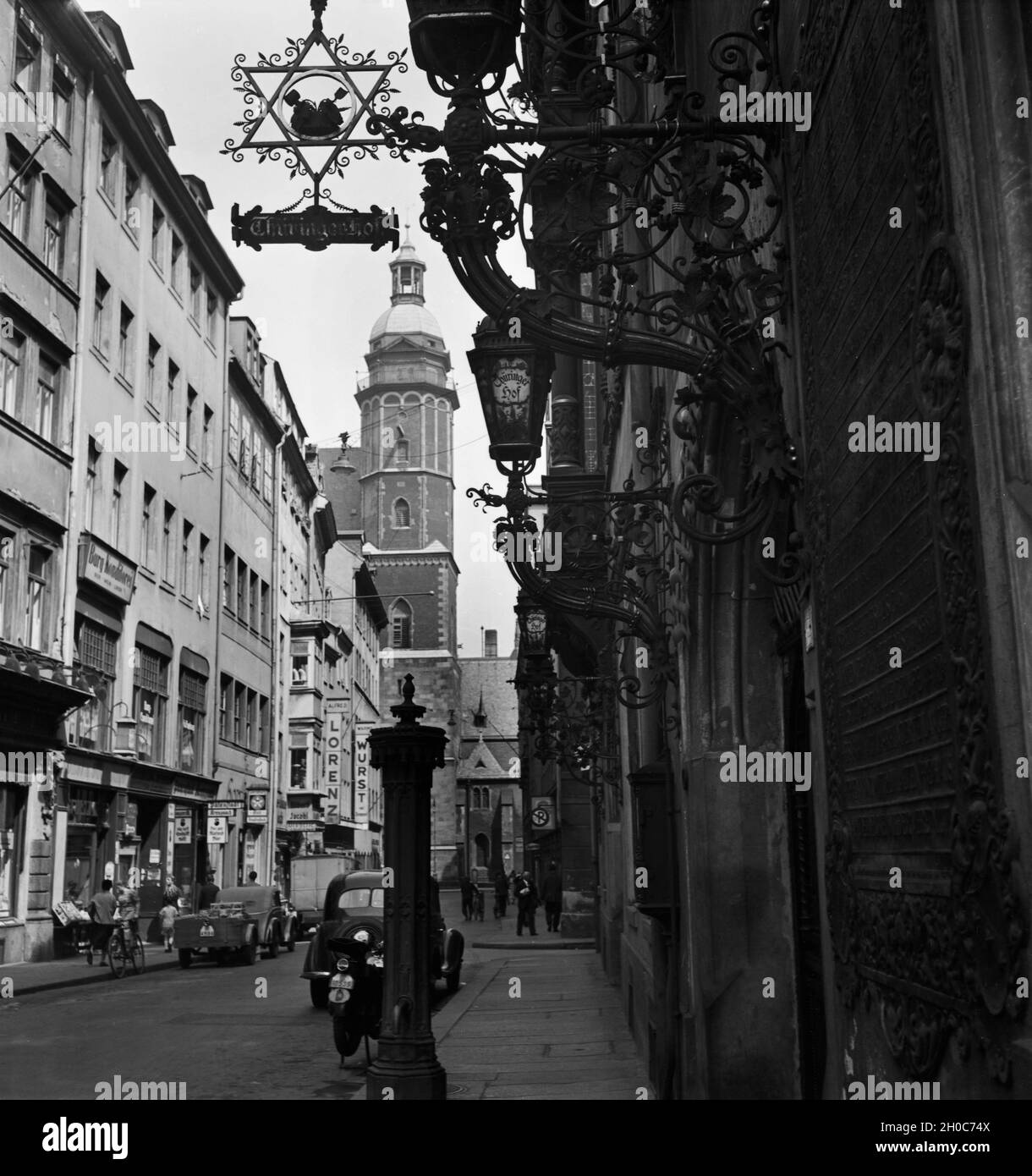 Thomaskirche à Leipzig, Die Deutschland 1930 er Jahre. L'église Saint Thomas à Leipzig, Allemagne 1930. Banque D'Images