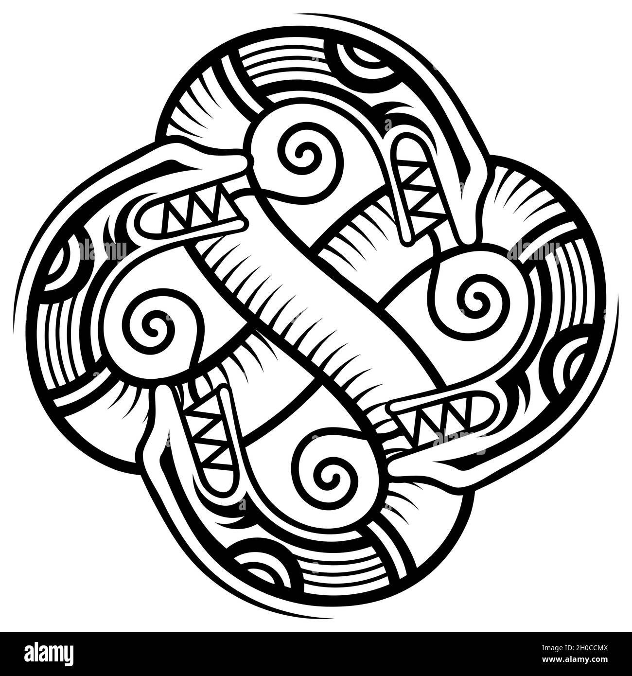 Style scandinave viking. Dragon décoratif antique de style celtique, illustration scandinave à noeud Illustration de Vecteur