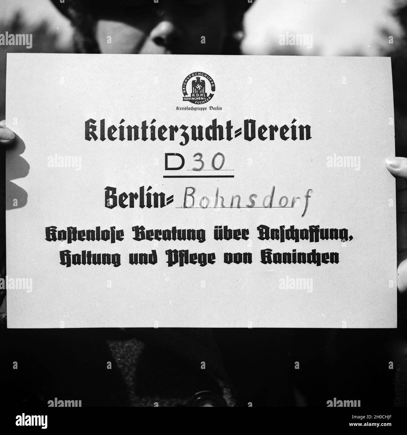 Besuch im Kleintierzuchterverein à Berlin Bohnsdorf, Allemagne 1930er Jahre.Visite du club de reproduction des petits animaux à Berlin Bohnsdorf, Allemagne des années 1930. Banque D'Images