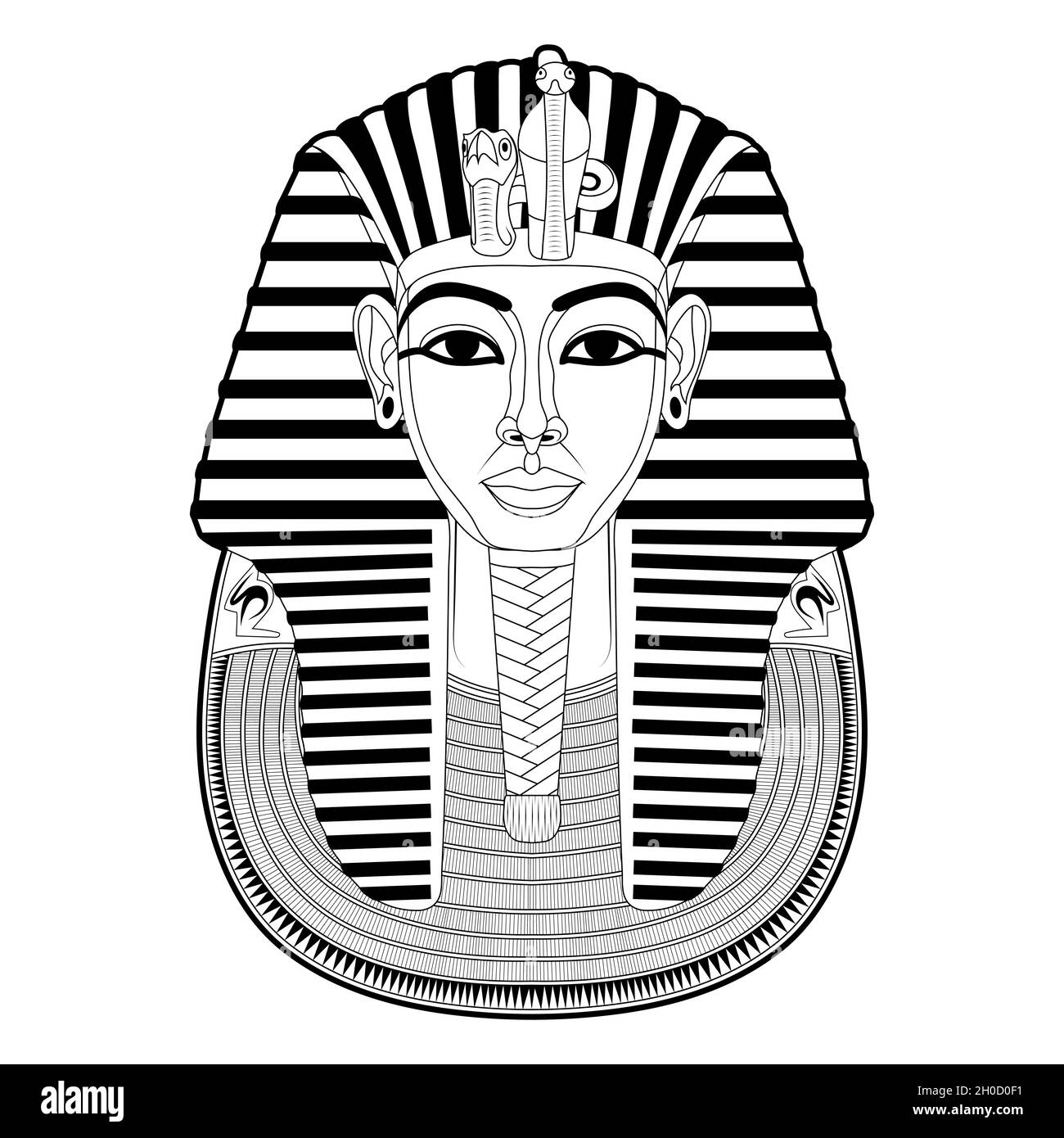 Masque de Toutankhamon.Masque doré.Image vivante d'Amon.Vallée des Rois en Égypte.Le masque de mort du roi Toutankhamon.Pharaon de l'Égypte ancienne.Toutankham Illustration de Vecteur