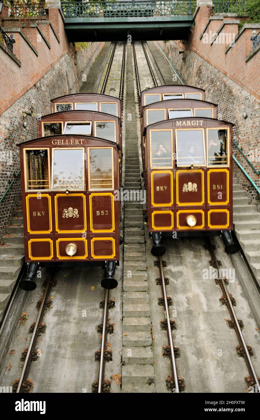 Funiculaire de la colline du château de Budapest, Budavari Siklo, Hongrie Banque D'Images
