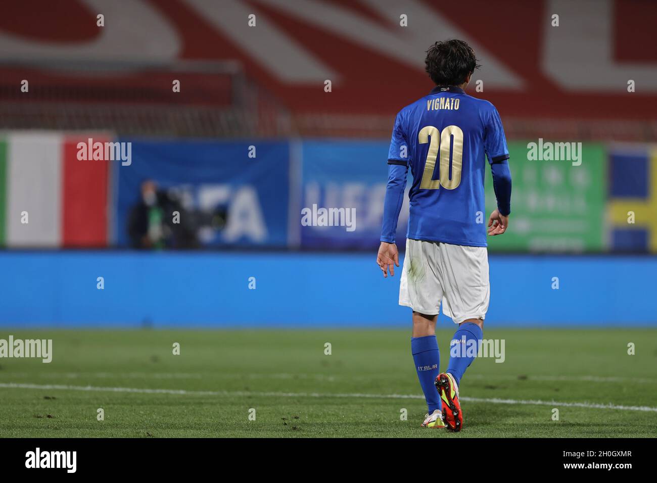 Monza, Italie le 12 octobre 2021, Emanuel Vignato, de U21 Italie, lors du 21 match de l'UEFA European Championship qualifier entre l'Italie U21 et la Suède U21 au stade U-Power, Monza, Italie, le 12 octobre 2021 Banque D'Images