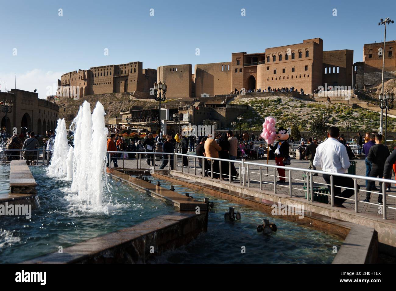 Erbil, Irak.Vue sur la citadelle depuis le parc Shar.Crédit: MLBARIONA Banque D'Images