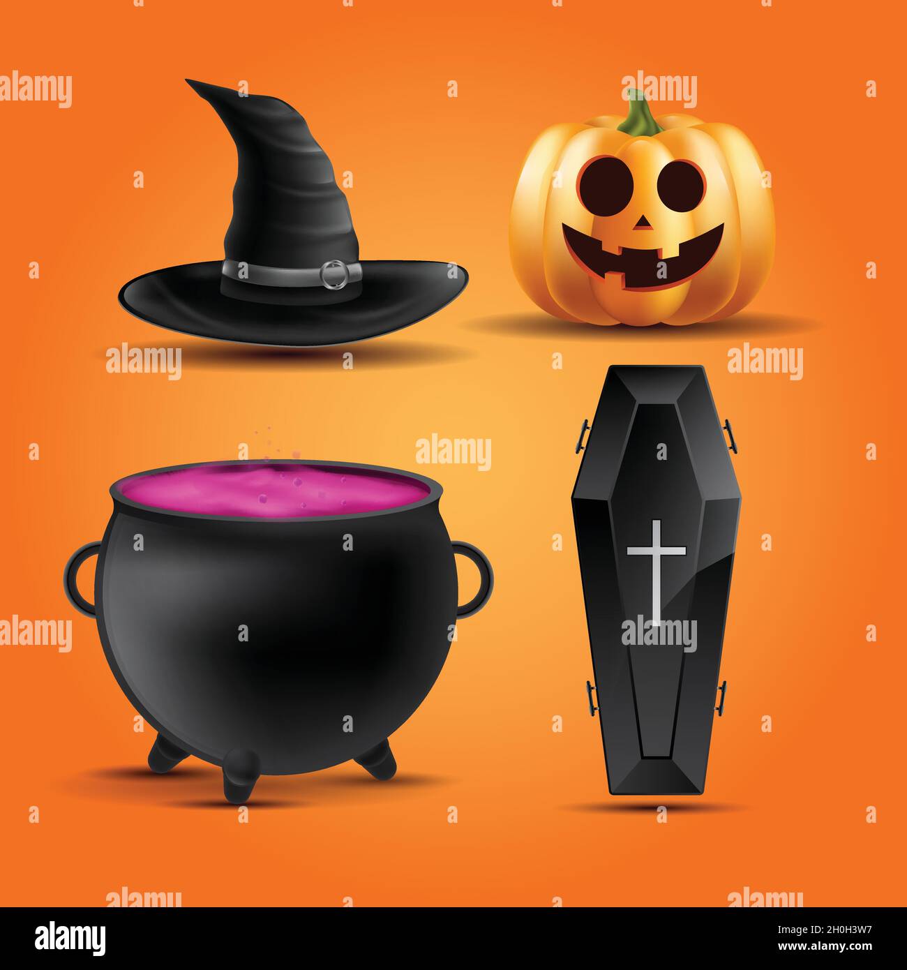 collection réaliste halloween éléments dessin vectoriel Illustration de Vecteur
