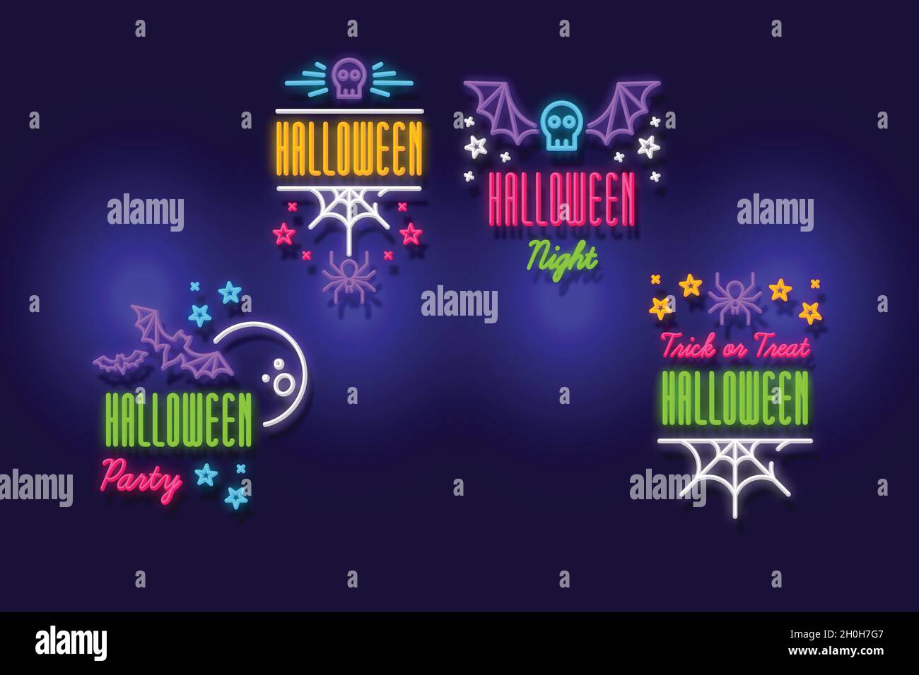 halloween neon sign collection illustration de la conception vectorielle Illustration de Vecteur