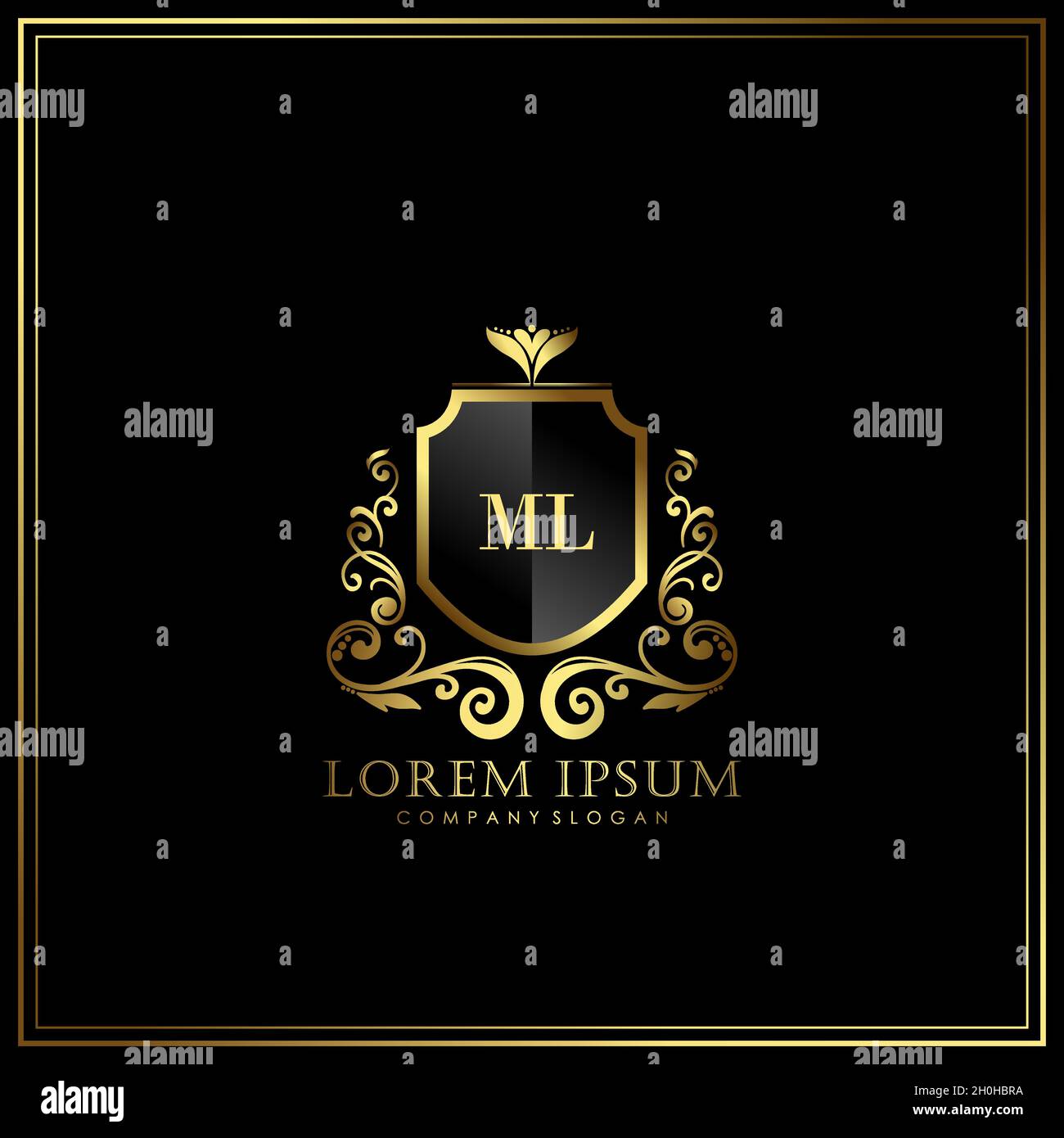 MODÈLE DE logo DE luxe LETTRE INITIALE ML en vecteur pour restaurant, Royalty, Boutique, café, Hôtel, Heraldic, bijoux, mode et autres illustrations vectorielles Illustration de Vecteur