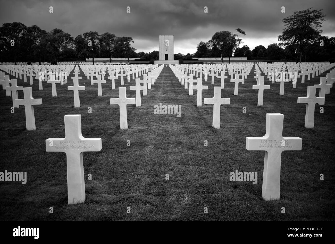 Chapelle, cimetière militaire américain, Cimetière militaire américain de Saint-Avold, cimetière américain anglais Lorraine et Mémorial, Saint-Avold Banque D'Images
