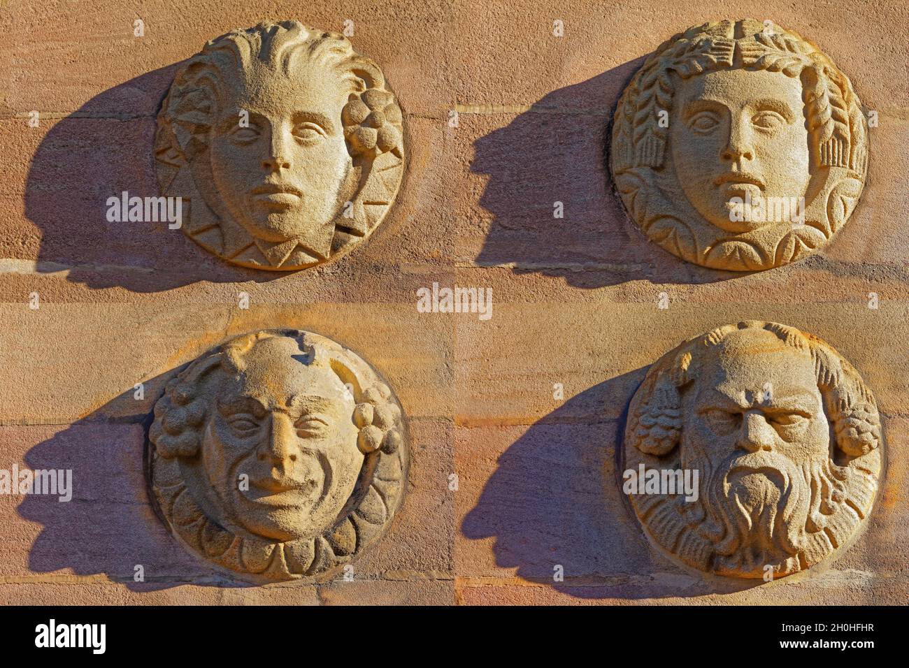 Photomontage, relief, sculpture, tête, têtes,allégorie, emblème, symbole, allégorie, représentation des quatre saisons, à partir du printemps supérieur gauche, printemps Banque D'Images