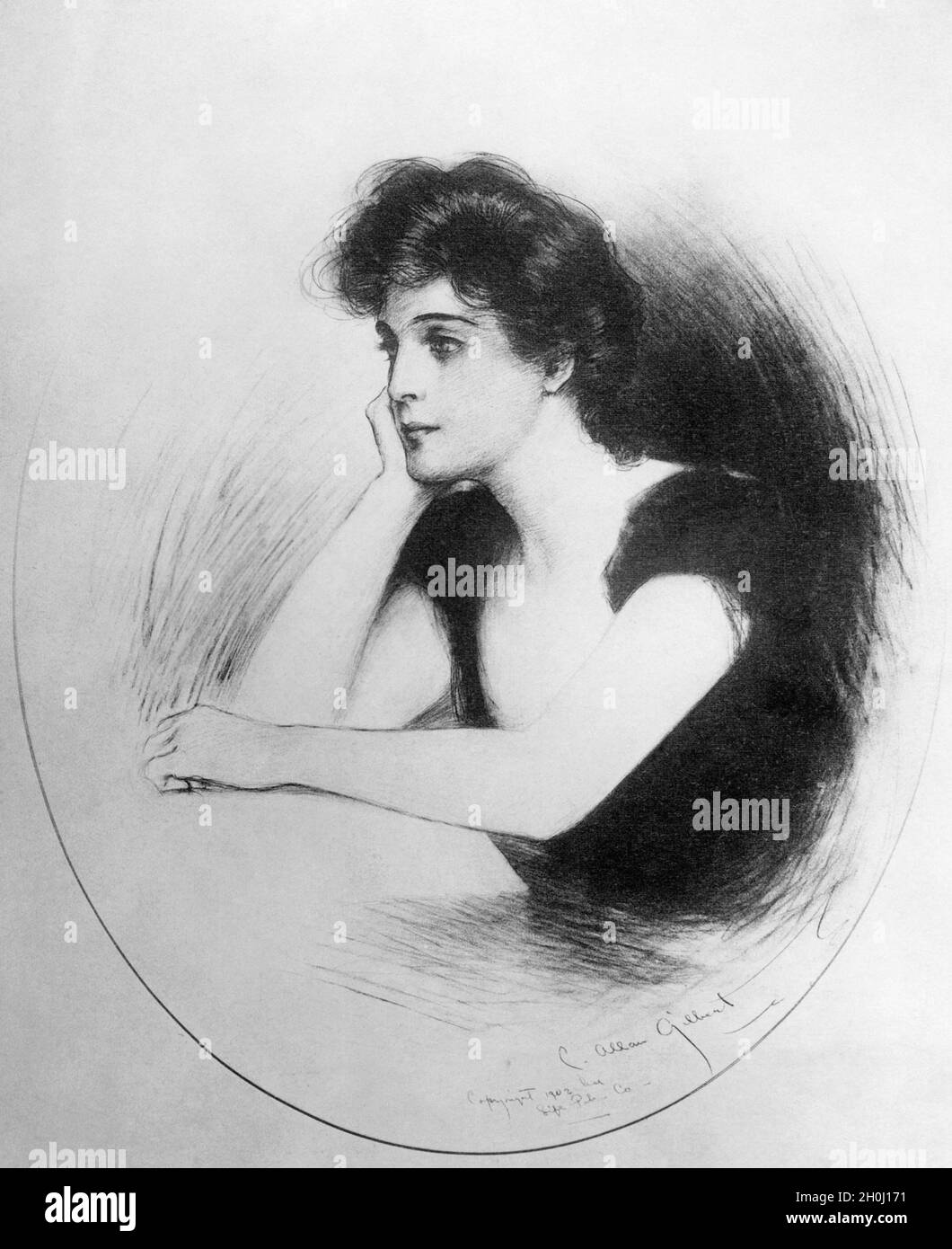 '''Gibson Girl'' dessin de l'artiste Gilbert.''Gibson Girls'' représente l'idéal féminin personnifié, selon les dessins de l'artiste Charles Dana Gibson, au début du XXe siècle.[traduction automatique]' Banque D'Images