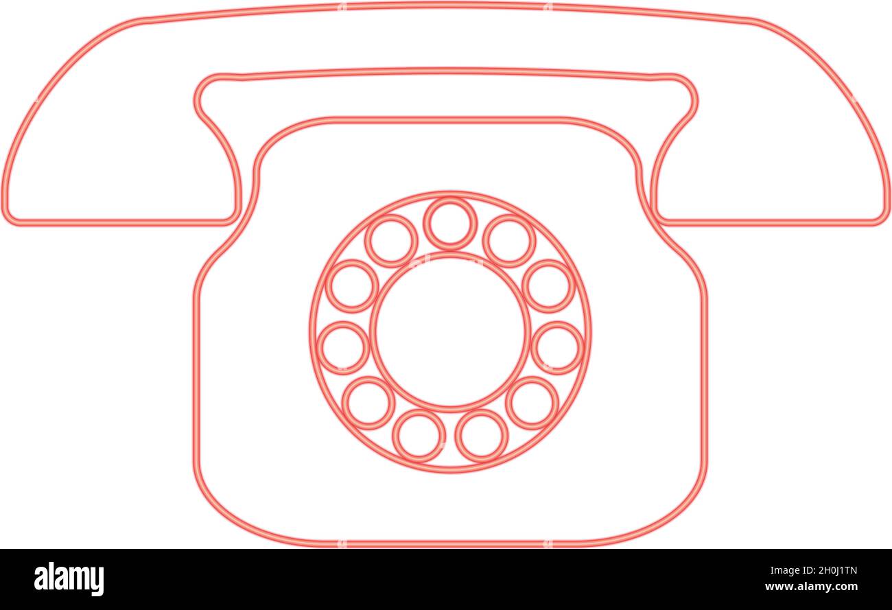 Néon rétro téléphone rouge couleur vecteur illustration plat lumière image Illustration de Vecteur