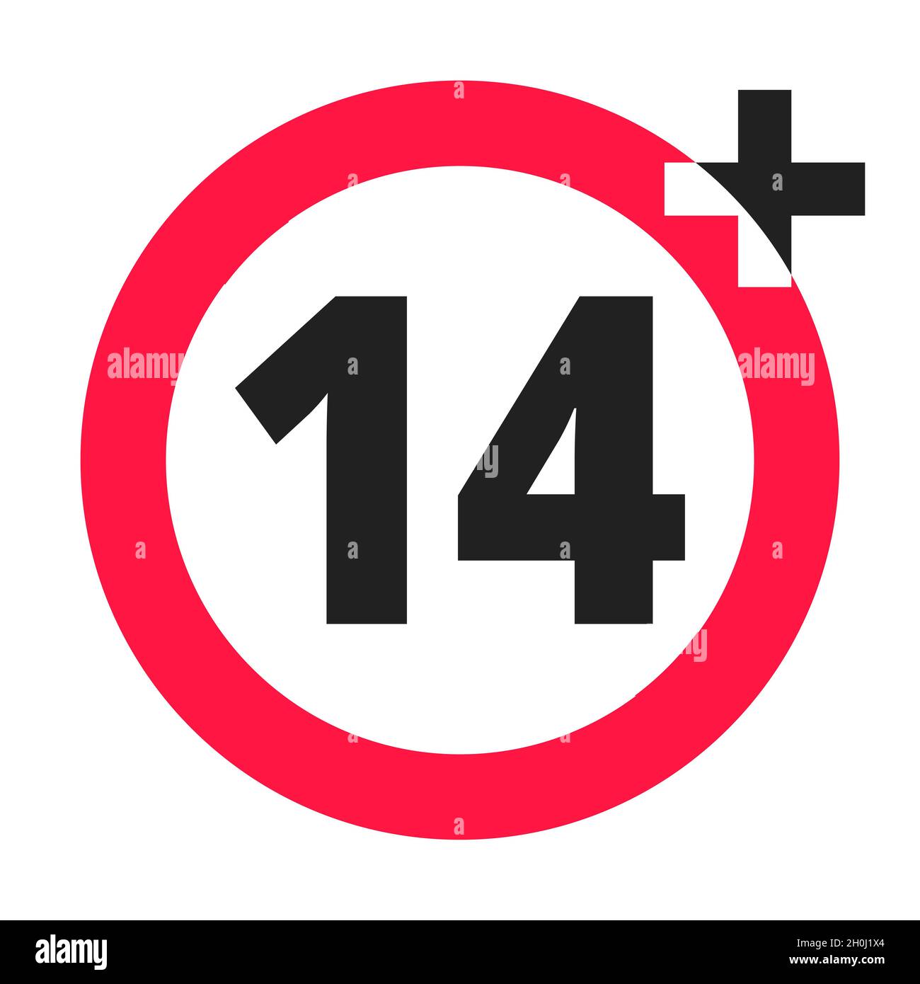 Plus de 14 ans plus l'icône ronde interdite signe illustration vectorielle. Illustration de Vecteur