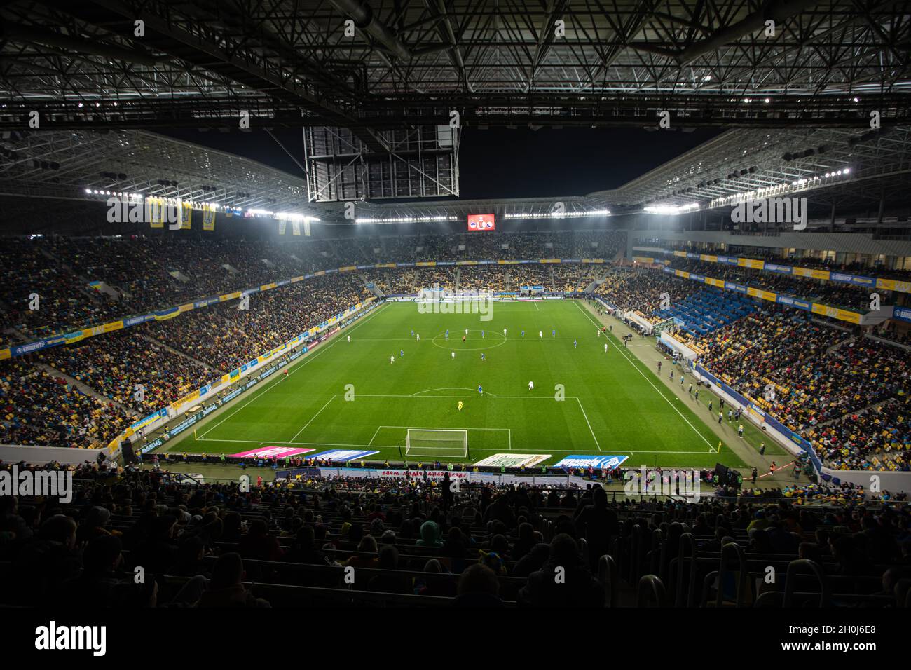 Lviv, Ukraine - 12 octobre 2021 : l'UEFA, qualification de coupe du monde, match de football entre l'Ukraine et la Bosnie-Herzégovine Banque D'Images