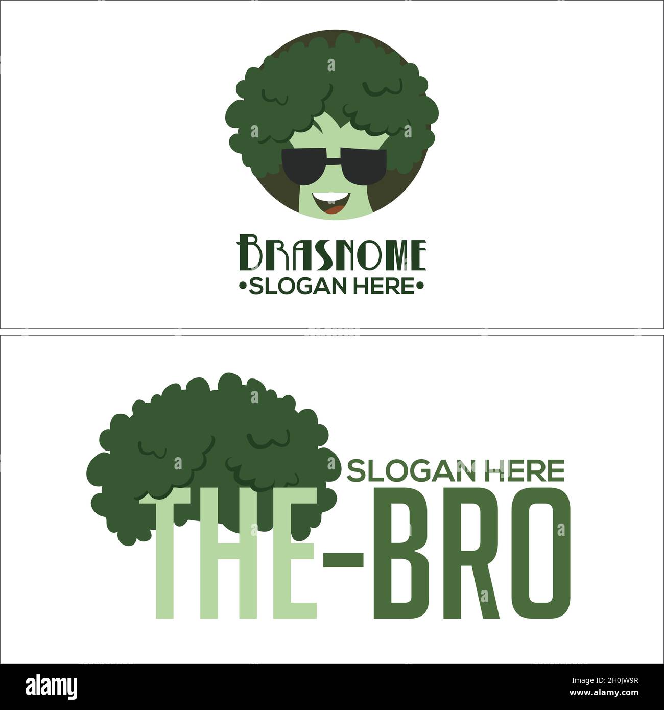 Logo brocoli moderne à motif personnage de dessin animé Illustration de Vecteur