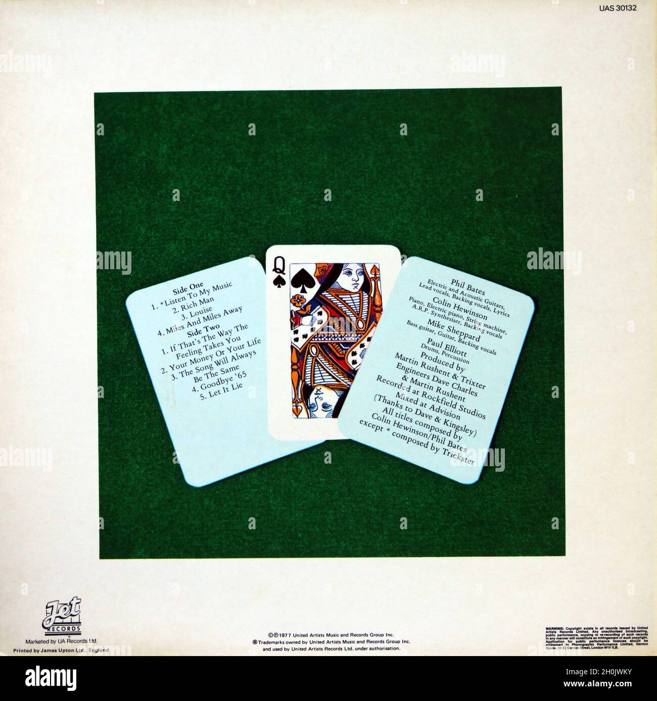 Trickster : 1977.LP couverture arrière: Trouvez la Dame Banque D'Images