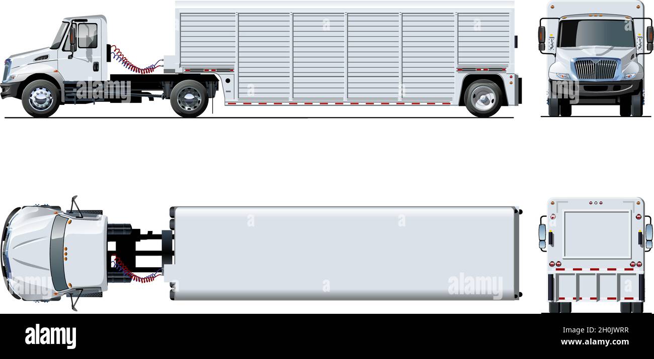 Modèle de semi-camion Vector isolé sur blanc pour la marque de voiture et la publicité.EPS-10 disponible séparé par groupes et couches avec effet de transparence Illustration de Vecteur