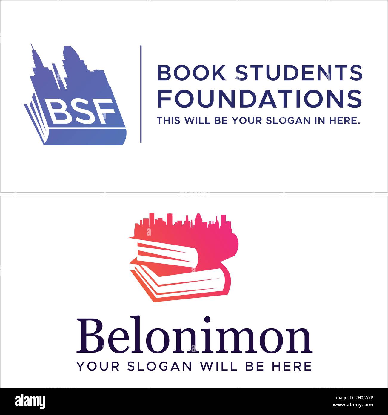 Conception moderne du logo du livre d'éducation du bâtiment de ville Illustration de Vecteur