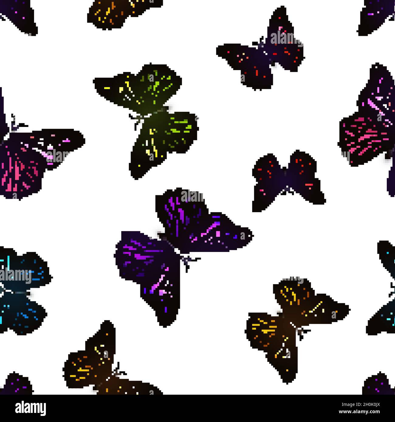 Beaucoup de différents papillons colorés, motif sans couture sur blanc Illustration de Vecteur