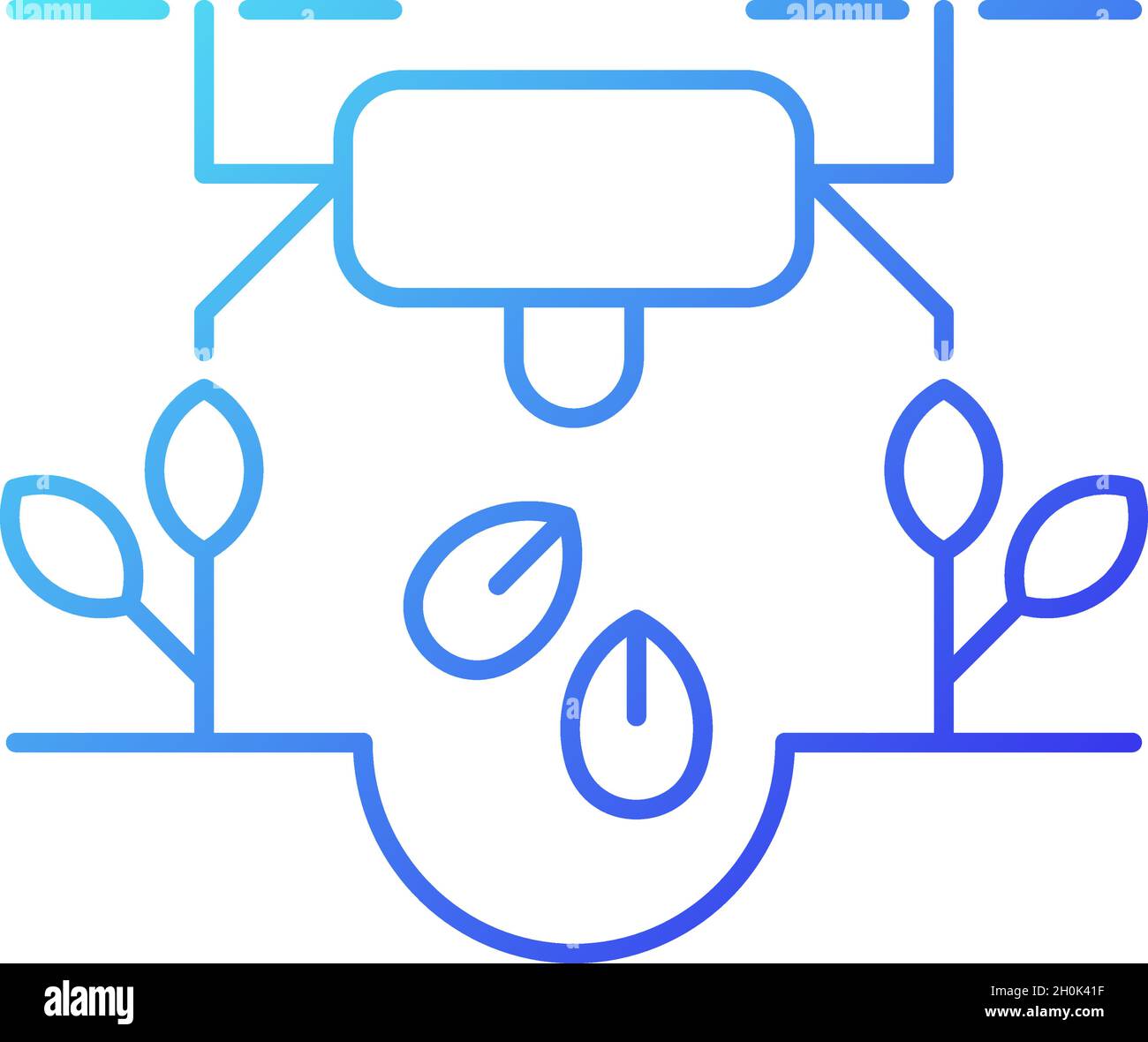 Des drones pour planter l'icône de vecteur linéaire de gradient Illustration de Vecteur