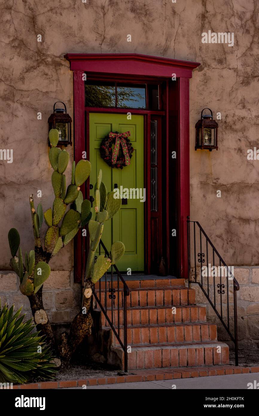 Architecture de porte historique colorée de Tucson - Arizona Banque D'Images