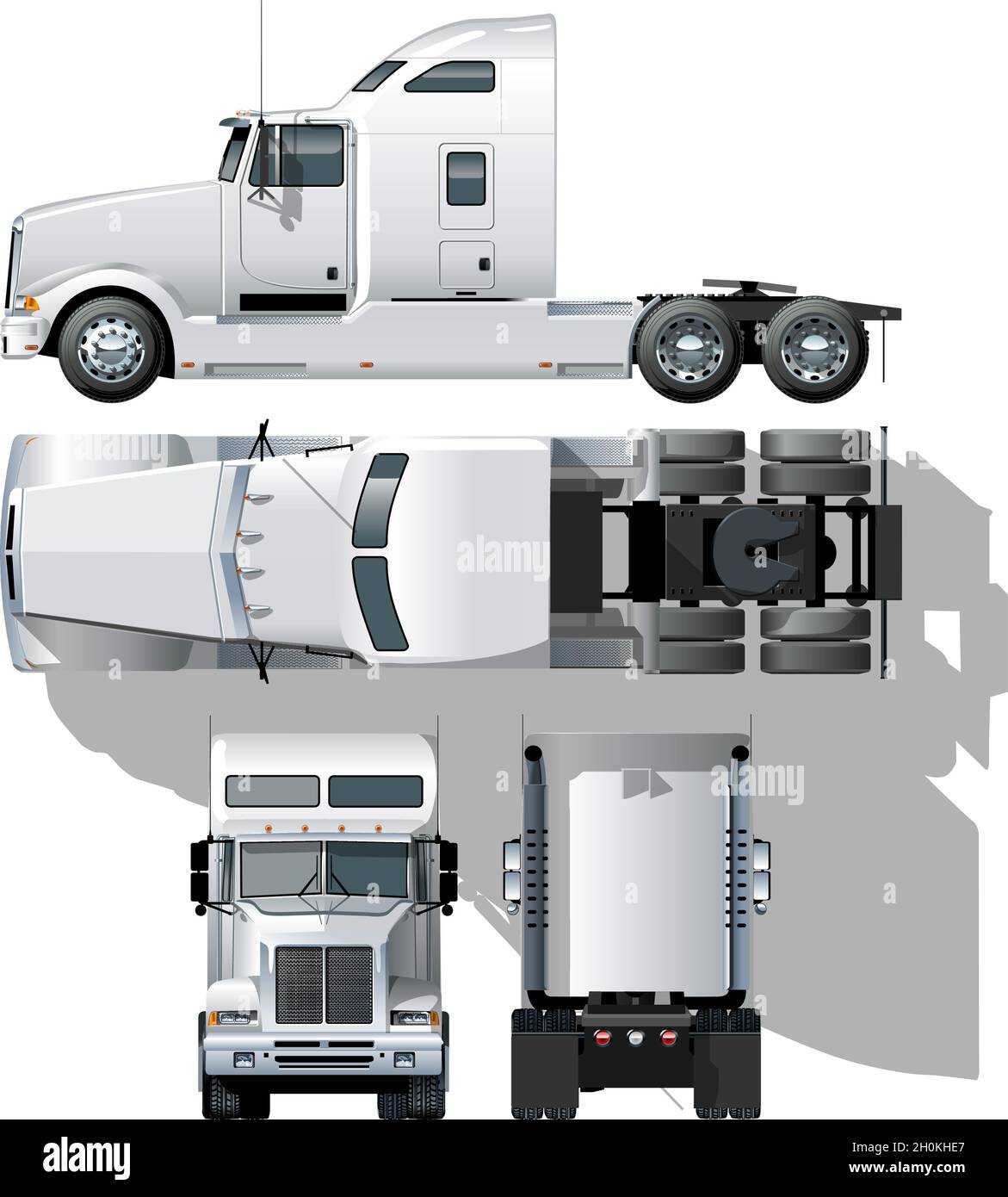 semi-camion ultra-détaillé EPS-10 disponible séparé par des groupes et des couches pour faciliter le montage Illustration de Vecteur