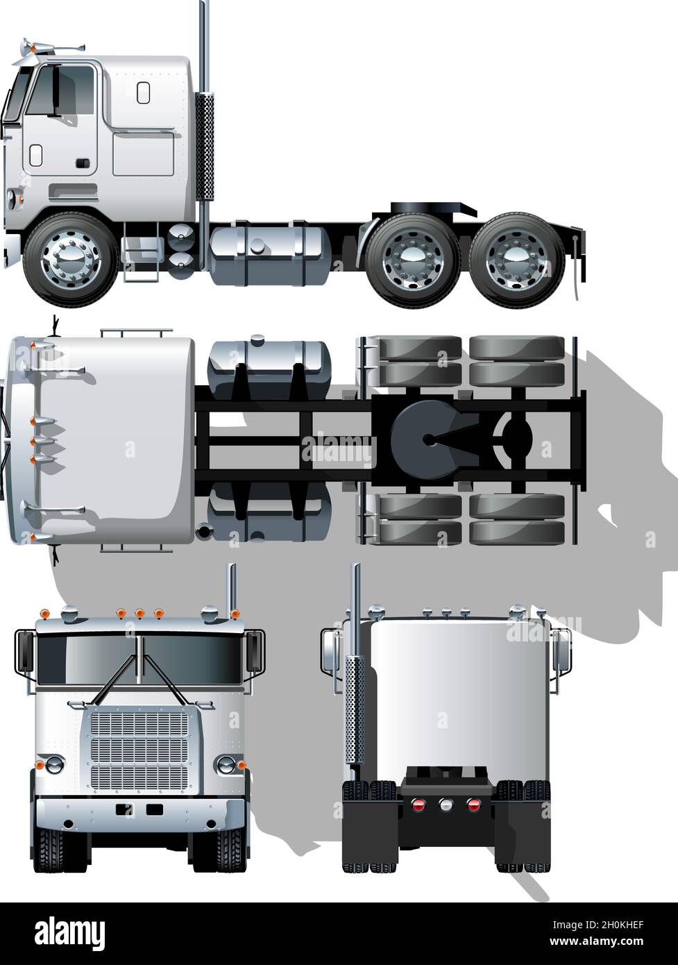 semi-camion ultra-détaillé EPS-10 disponible séparé par des groupes et des couches pour faciliter le montage Illustration de Vecteur