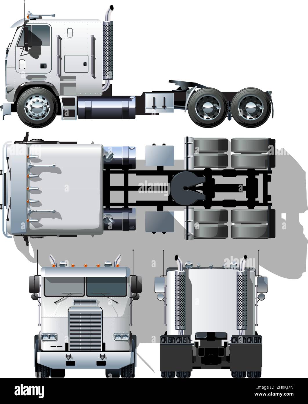 semi-camion haute précision disponible au format vectoriel EPS-8 séparé par des groupes pour faciliter le montage Illustration de Vecteur
