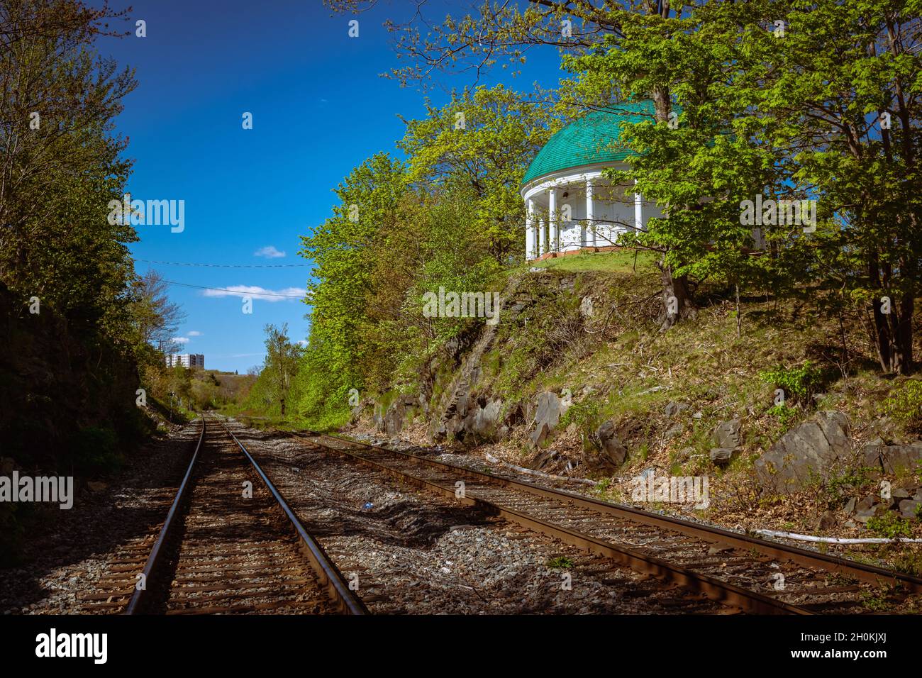 The Round House, Prince's Lodge sur des voies de chemin de fer Banque D'Images