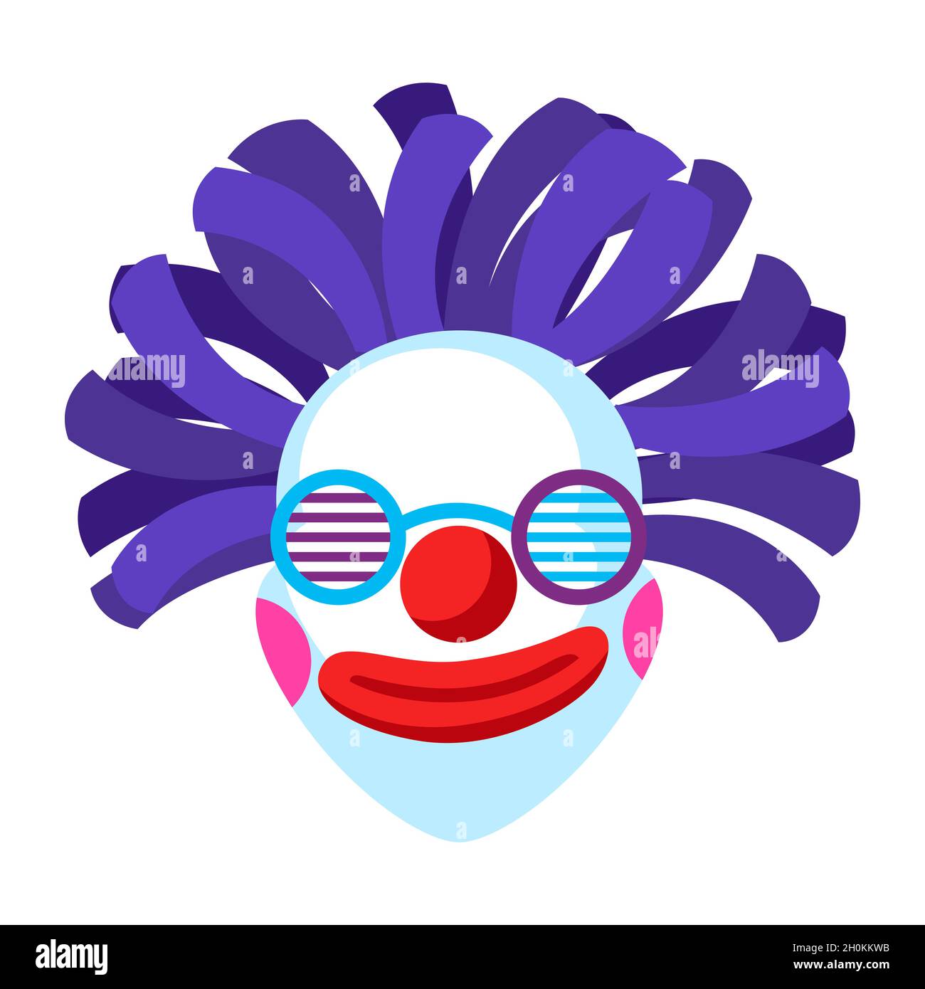 Carnaval halloween, masque de clown mascarade avec nez rouge et verres.Accessoire Happy Purim. Illustration de Vecteur