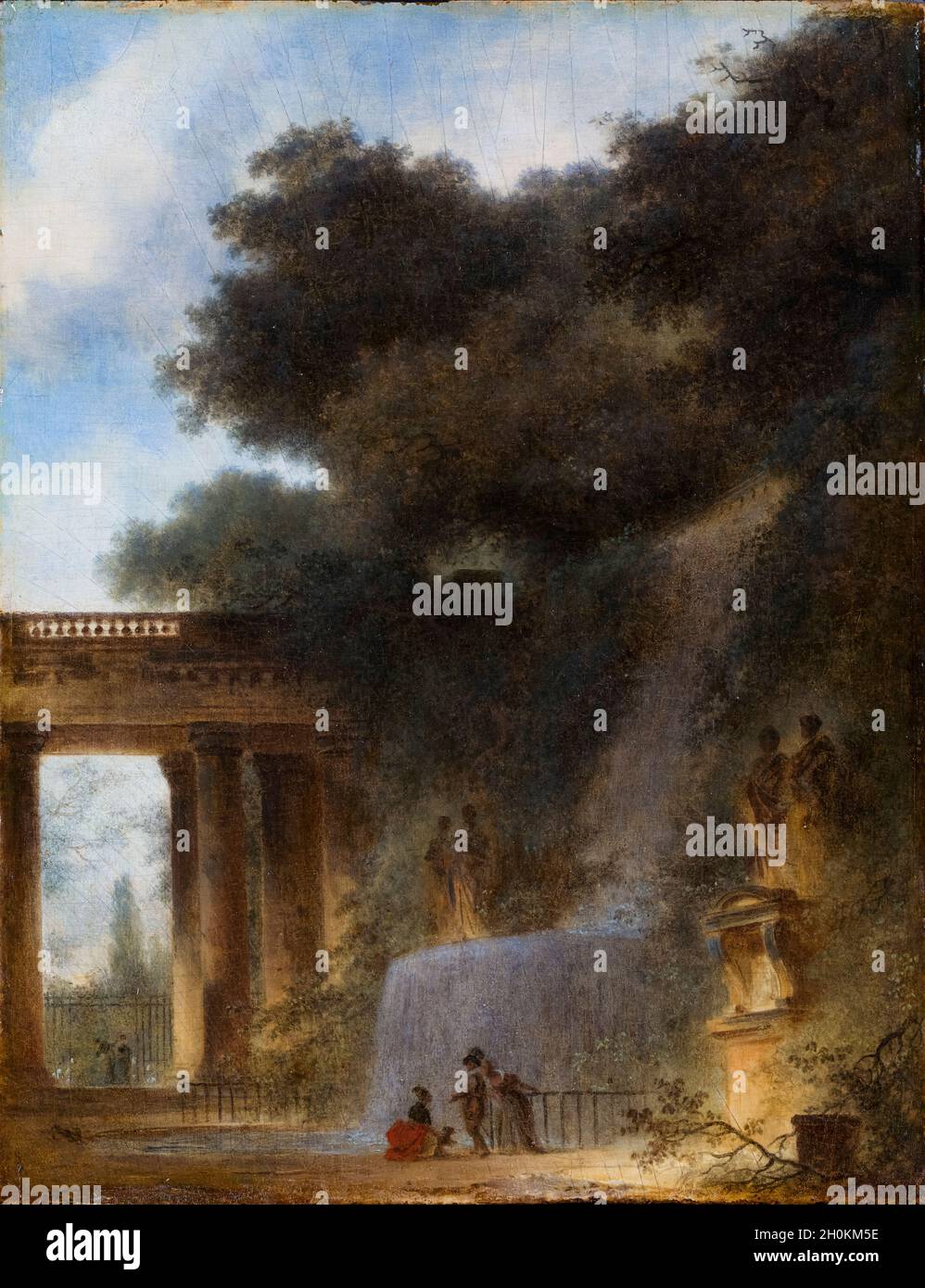 Jean Honoré Fragonard, la Cascade, peinture de paysage, vers 1775 Banque D'Images