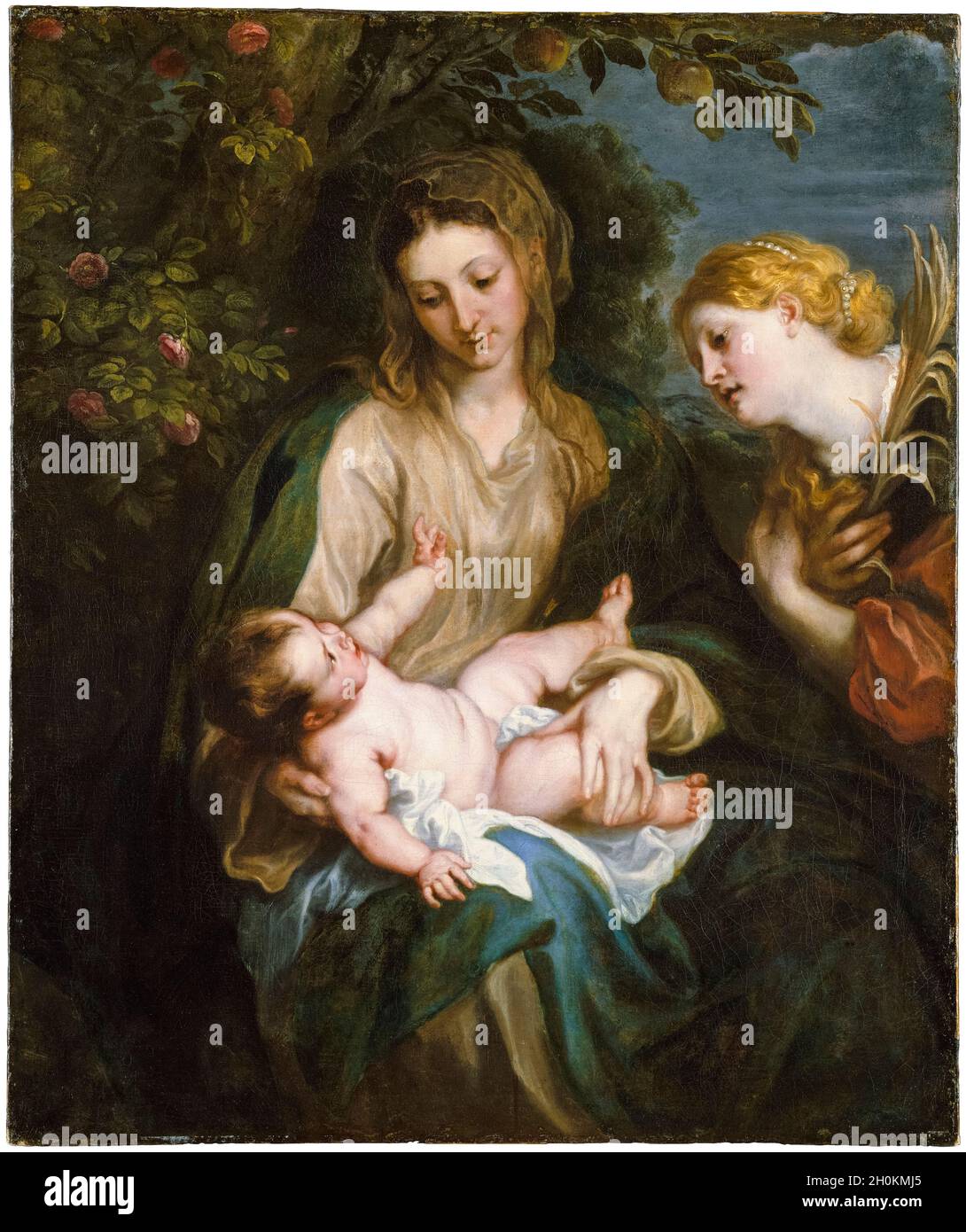 Vierge et enfant avec Sainte Catherine d'Alexandrie, peinture d'Anthony van Dyck, vers 1630 Banque D'Images