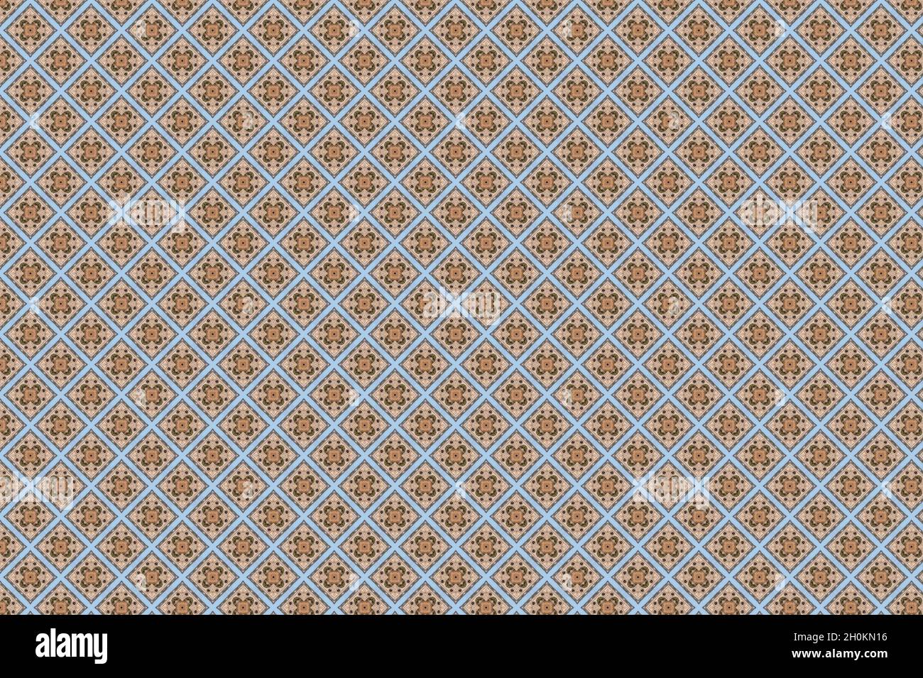 Motif géométrique fleuri rétro.Joli vintage abstrait mode arrière-plan design pour la décoration, papier peint, papier d'emballage.Fleurs et carrés répétés Banque D'Images