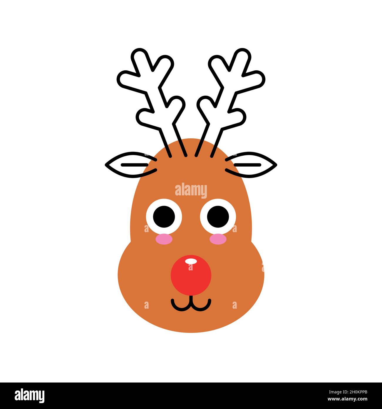 Face de renne isolée sur blanc.Adorable animal cerf Illustration de Vecteur