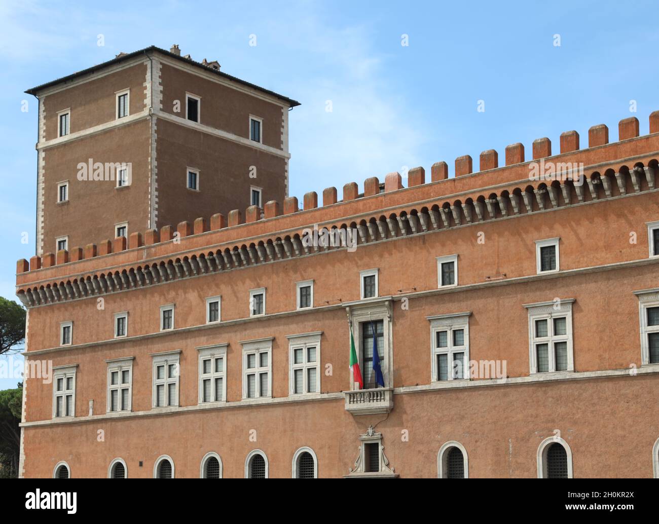 balcon sur la Piazza Venezia à Rome où le Duce Mussolini est apparu lors d'un discours Banque D'Images