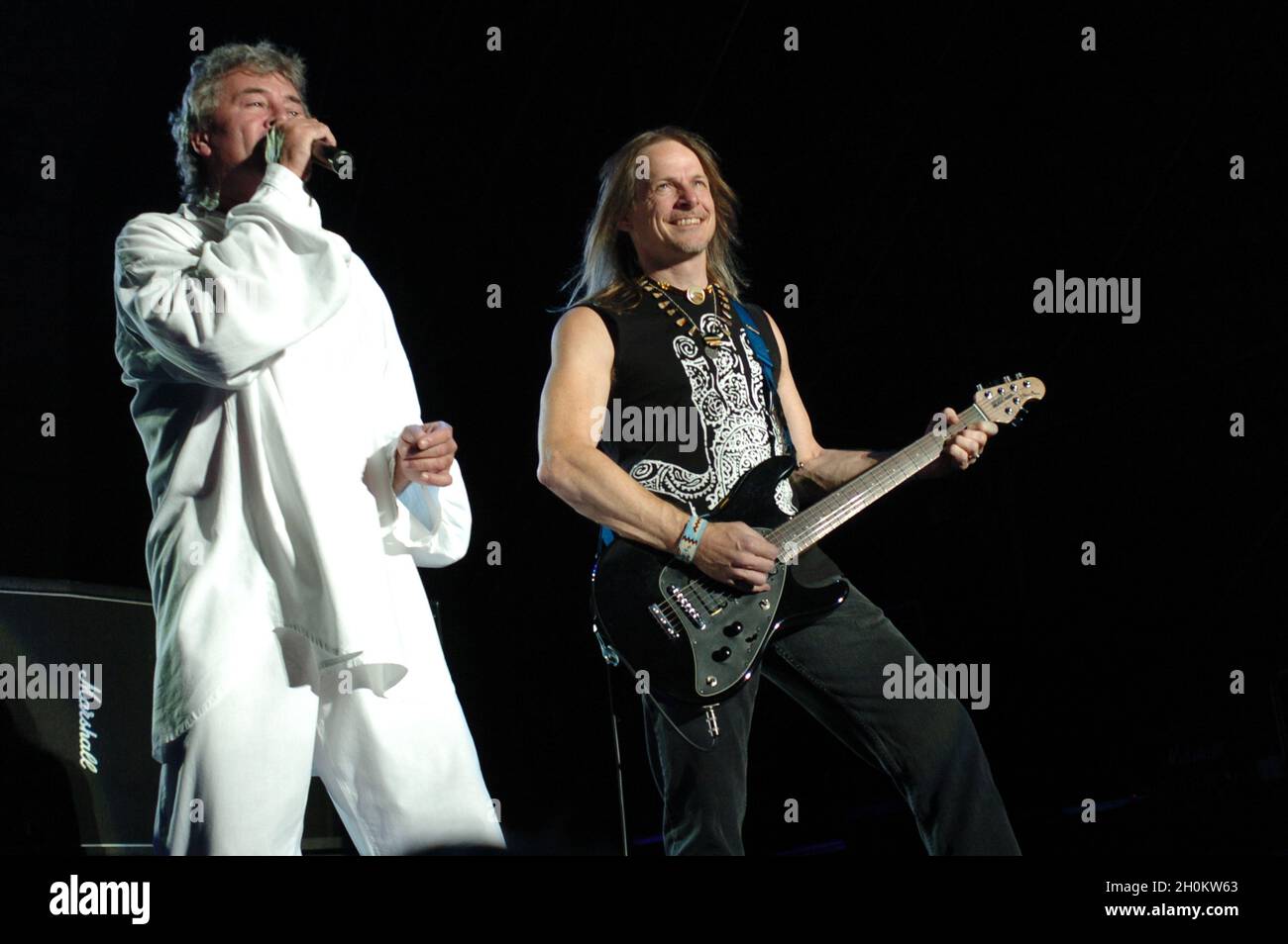 Como Italie 2004-07-13: Monster of Rock , concert live de The Deep Purple, Jan Gillan et Steve Morse pendant le concert Banque D'Images