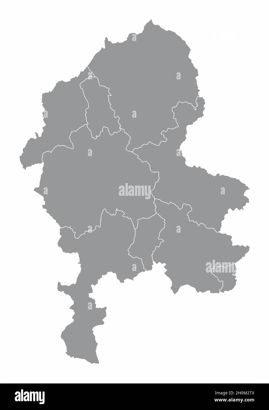 Carte administrative du comté de Staffordshire isolée sur fond blanc, Angleterre Illustration de Vecteur