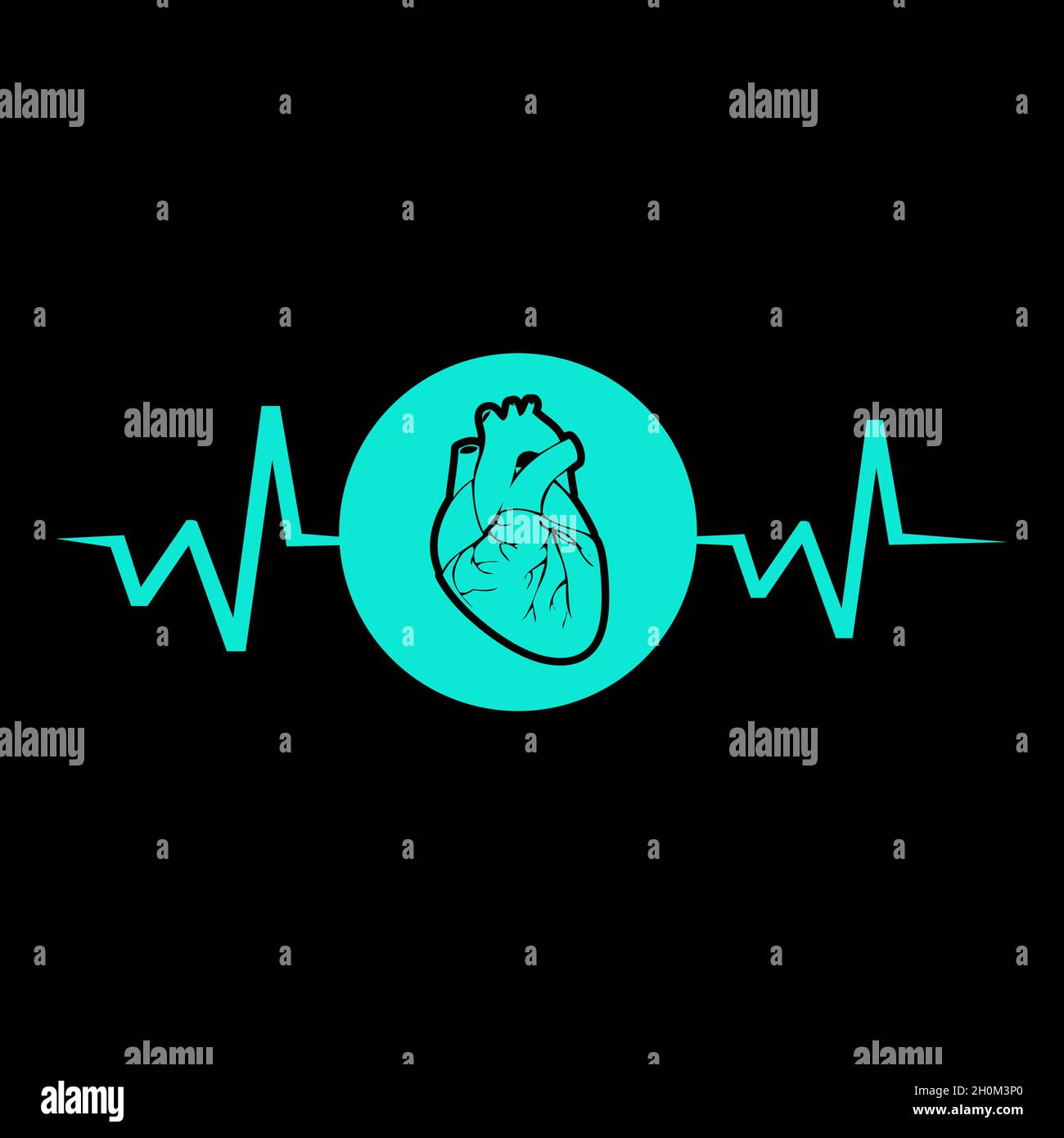 Logo et symboles de la pharmacie de cardiologie médicale. Illustration de Vecteur