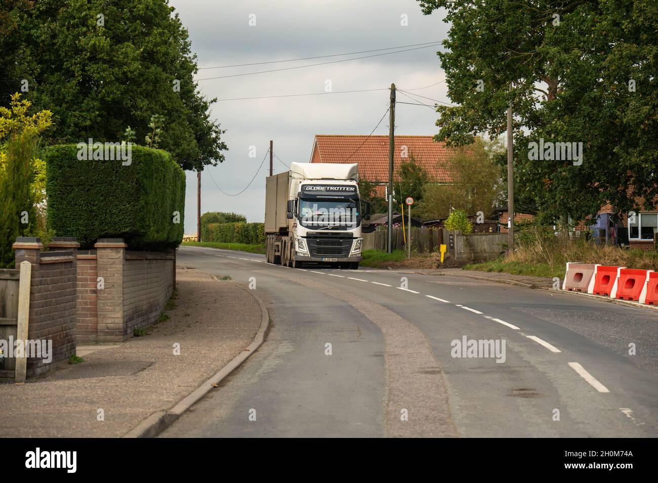 La betterave à sucre est livrée par des camions articulés à l'usine de betterave à sucre de Cantley, à norfolk, en Angleterre Banque D'Images