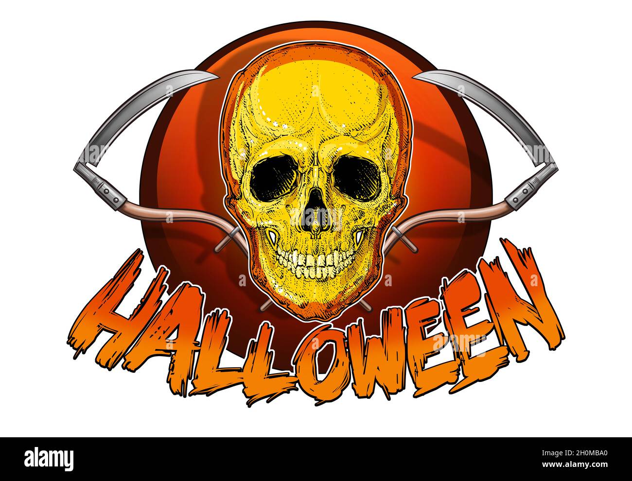 Logo avec des coques, fessiche de fête d'Halloween Banque D'Images