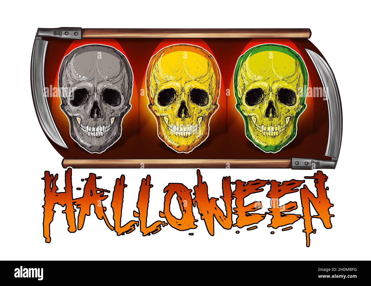 Logo avec des coques, fessiche de fête d'Halloween Banque D'Images