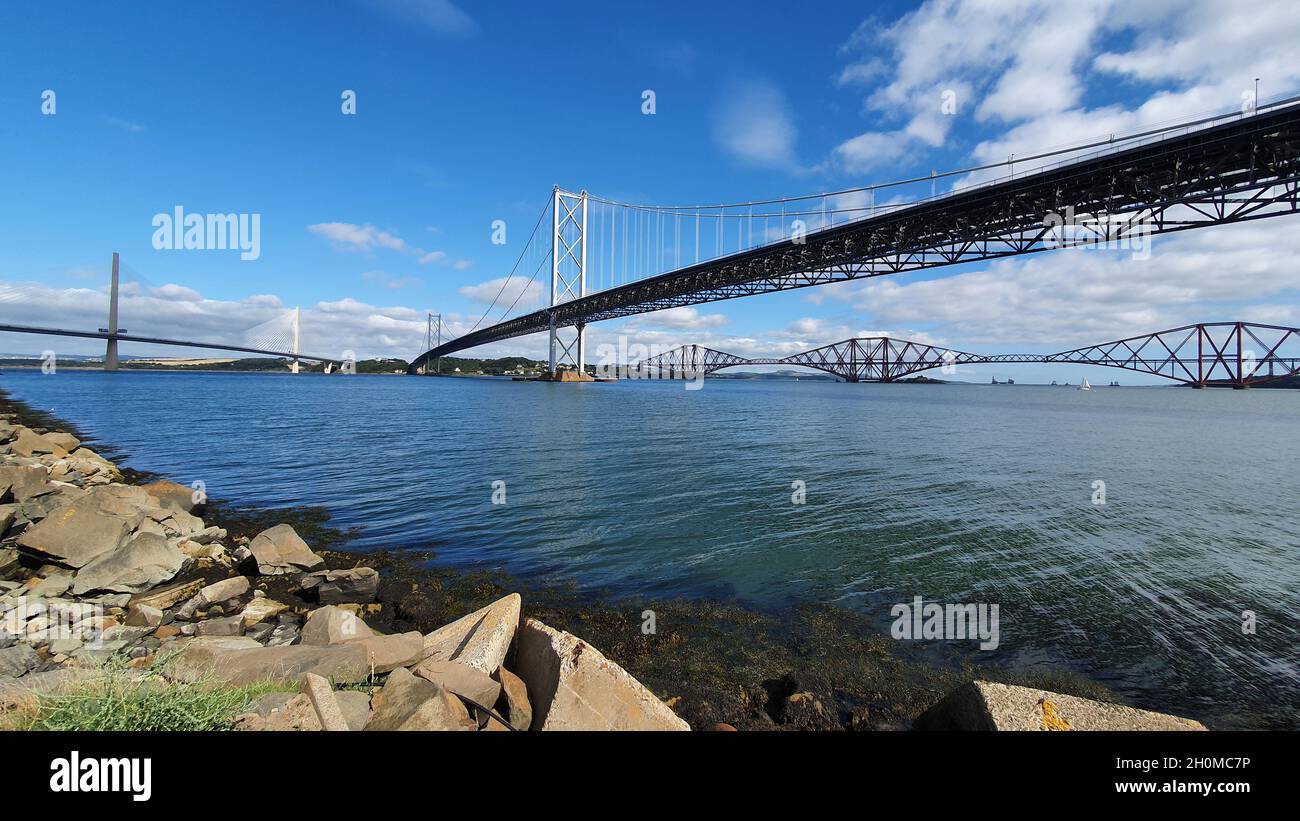 Trois ponts à Firth of Forth Banque D'Images