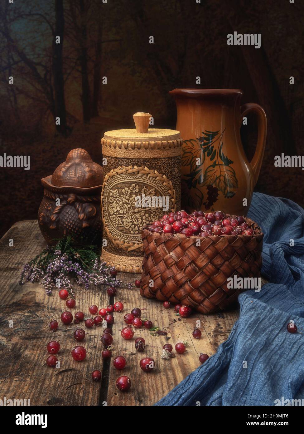 Encore la vie avec des canneberges sauvages Banque D'Images