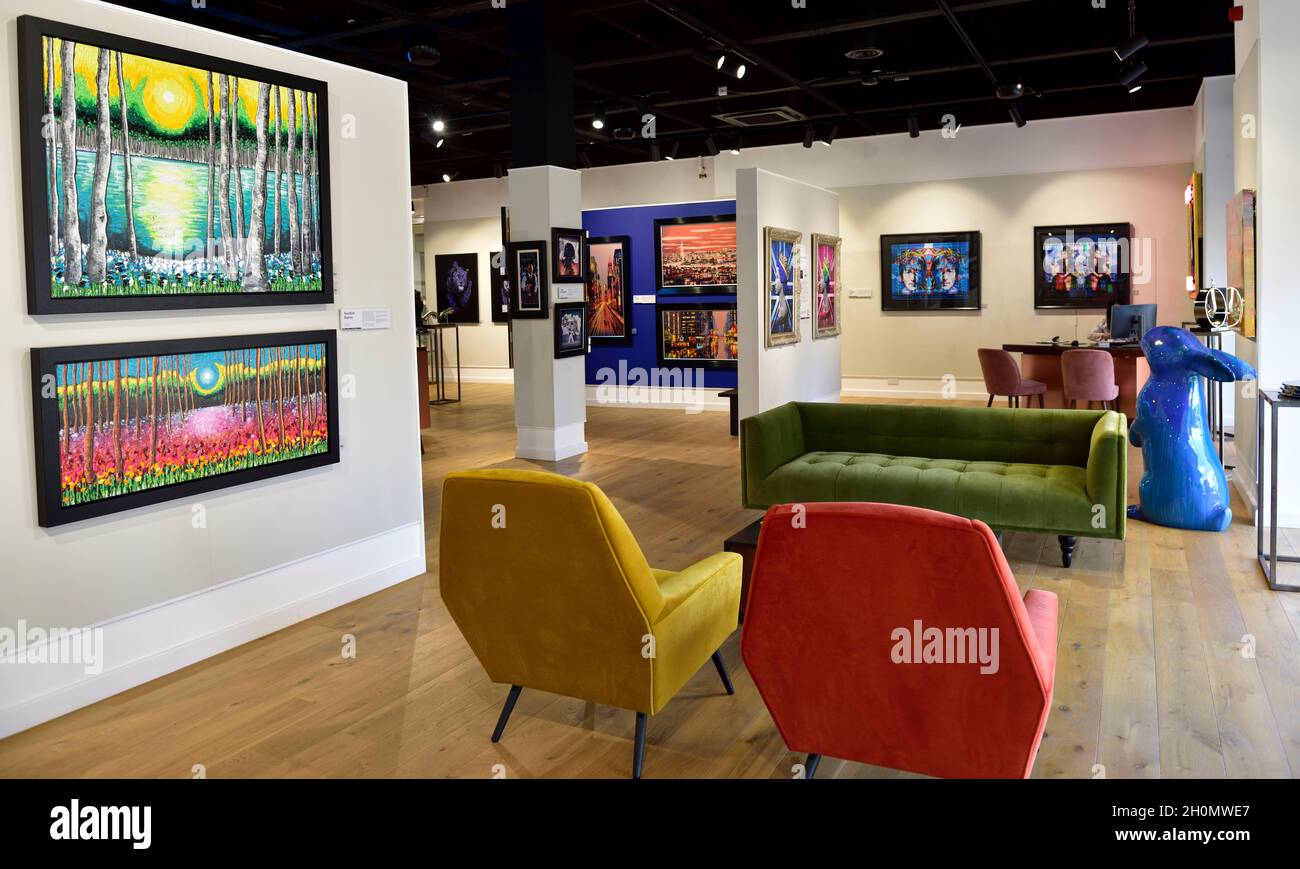À l'intérieur de la galerie d'art Castle Fine Art dans la "Mailbox" Birmingham Luxury centre commercial, Royaume-Uni Banque D'Images