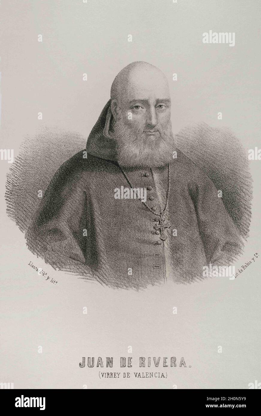 Juan de Ribera (1532-1611). Espagnol religieux. Vice-roi de Valence. Portrait. Illustration de Llanta. Lithographie. Cronica général de España. Historia Banque D'Images