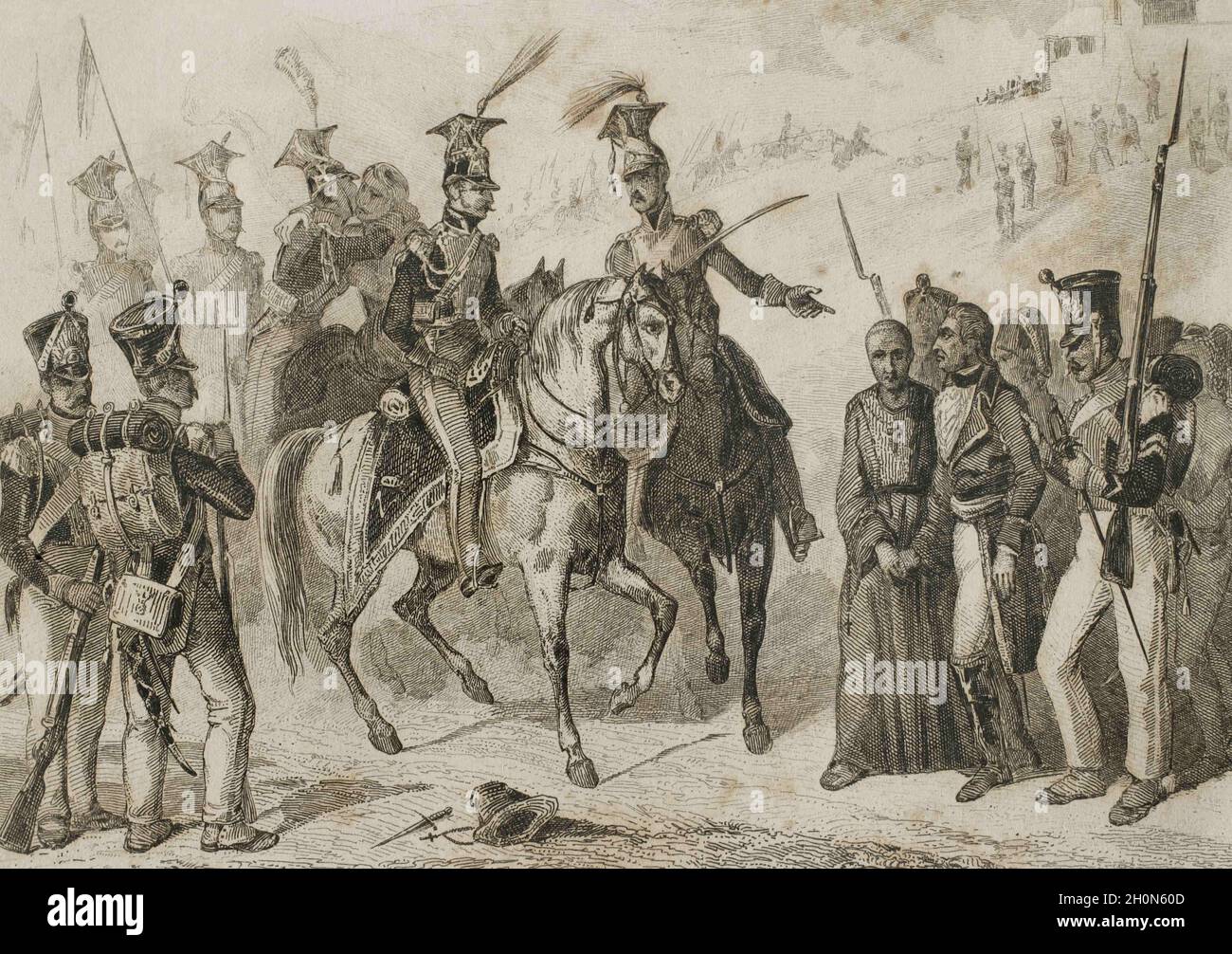 Guerre péninsulaire. Bataille de Somosierra (Espagne). Les troupes polonaises se sont battues à la bataille de Somosierra (30 novembre 1808), pendant la guerre espagnole d'Independ Banque D'Images