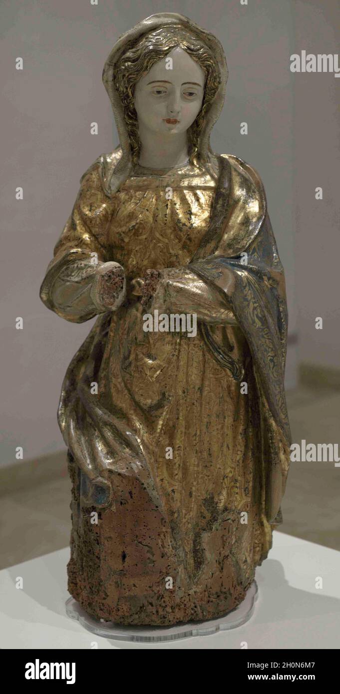 La Vierge Marie. Artiste napolitain inconnu. xviie siècle. Sculpture polychrome. Musée national des Beaux-Arts. Valletta. Malte. Banque D'Images